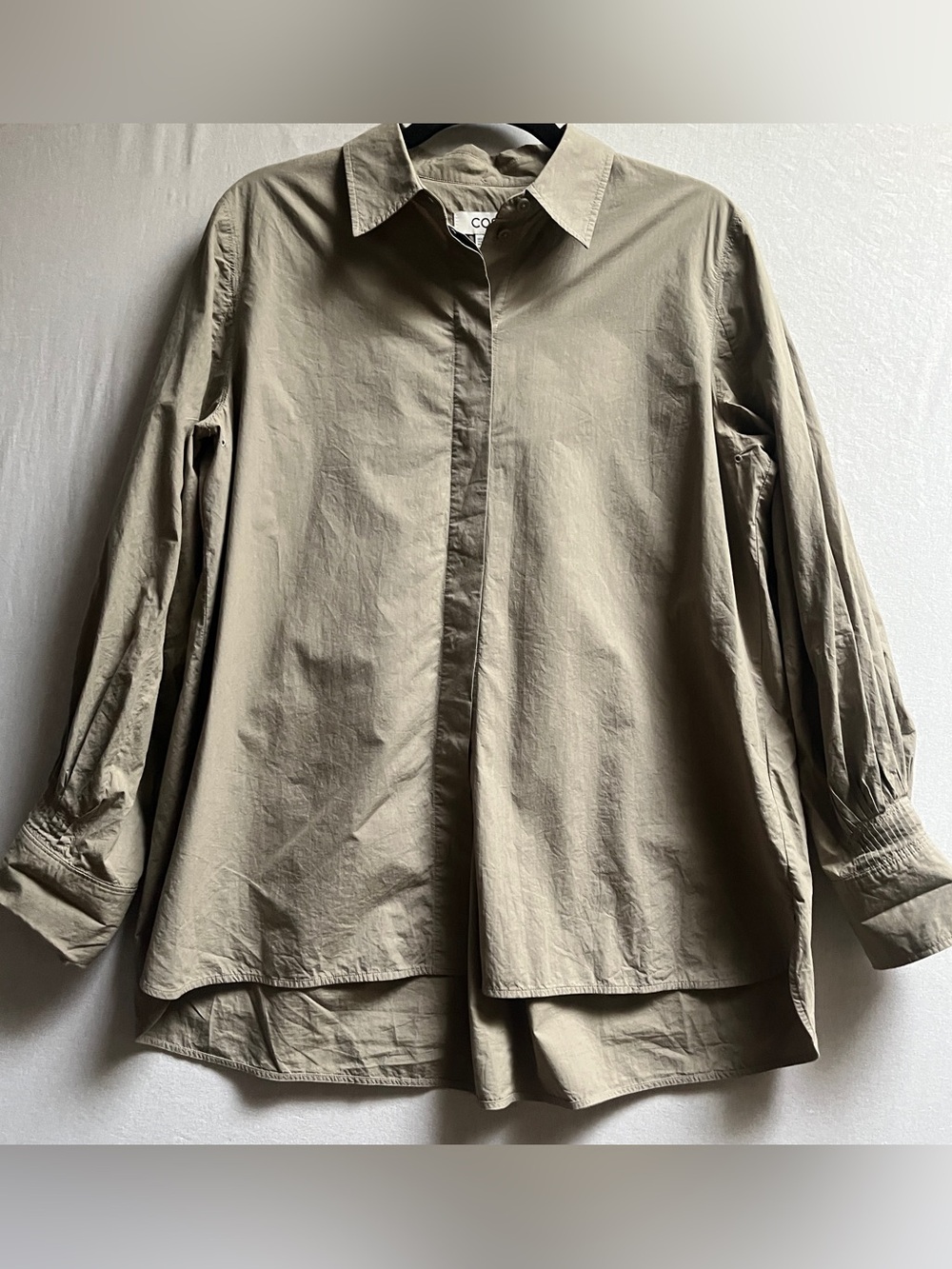 COS Size 8 Light Taupe Cotton Blend Oversized Shirt